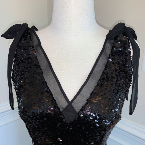 Aidan Mattox Stunning Black Sequins Dress Size 0 - Picture 5 of 8